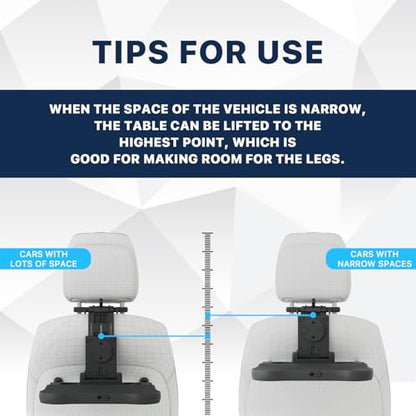 Car Back Seat Tray Table-Stable Auto Backseat Food Trays Desk for Rear Passenger Road Trip Eating & Work, Multifunctional Adjustable Travel Tray with Phone Drink Holder for Laptop iPad