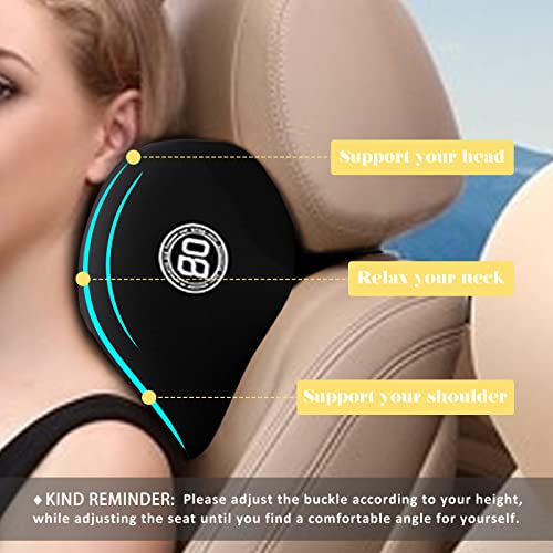 Super Cozy Car Headrest Pillow, 100% Memory Foam Car Neck Pillow with Adjustable Strap & Breathable Removable Cover, Ergonomic Design - Travel Pillow Car Pillow for Neck/Back Pain Relief(Black, 1PC) - color: Pack of 1/Black/Super Cozy