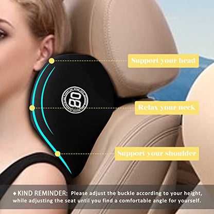 Super Cozy Car Headrest Pillow, 100% Memory Foam Car Neck Pillow with Adjustable Strap & Breathable Removable Cover, Ergonomic Design - Travel Pillow Car Pillow for Neck/Back Pain Relief(Black, 1PC) - color: Pack of 1/Black/Super Cozy