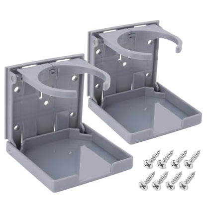 2pcs Adjustable Folding Cup Holder Automotive Water Drink Bottle Holder, fit Most Size Mugs Bottle, with Screws and Tapes, for Car Auto Truck RV Boat Van Camper Caravan Marine Yacht (Gray) - color: Gray