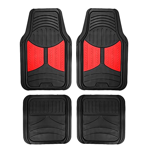 FH Group Full Set Trimmable Rubber Floor Mats, Monster Eyes (Red) - Universal Fit for Cars Trucks and SUVs - color: Red, style: Floor Mat Set