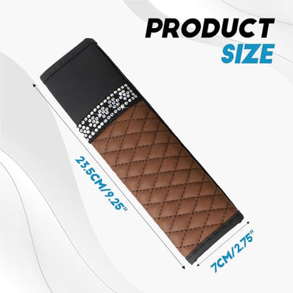 wuyaoyao 2PCS Bling Car Seat Belt Cover Pad, Breathable Leather Seatbelt Covers for Cars, Soft Comfortable Seatbelt Shoulder Strap Covers, Rhinestone Auto Seat Belt Protector Cushion (Coffee) - color: Coffee