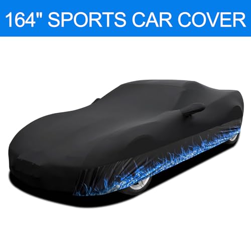 Erato Indoor Car Cover – Elastic Full Coverage Stretch Breathable Dustproof for Underground Garage, Car Show, Flame Pattern, Fits Full-Size Sporty Car up to 181 Inches, Custom-Fit Style, Black - size: L-Sport Car