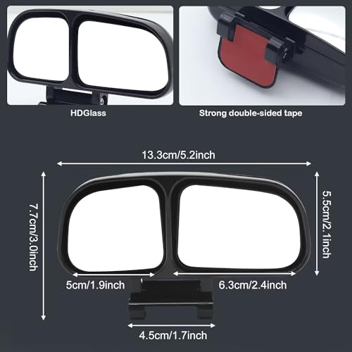 Blind Spot Mirror Adjustable 360 Degree Car Side Mirror, HD Glass Rear View Exterior Accessories Frame Thickness Less than 5MM for Car SUV (dual mirror right) - style: dual mirror right