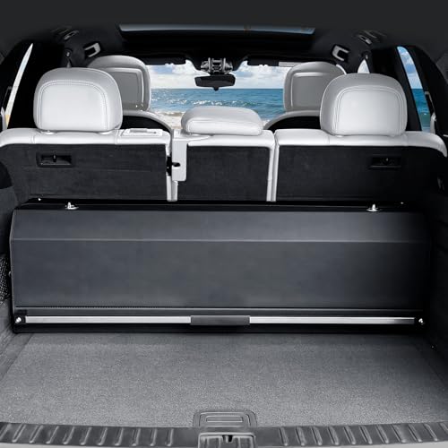 Trunk Organizer for SUV, Leather Car Organizers and Storage with lid & Sturdy Handle, Waterproof Hard Car Trunk Storage Box for Sedan, Travel, Grocery, Daily (Black, 37''*11.41''*12.5'') - size: Standard