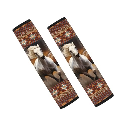UNICEU Horse Aztec Geometric Print Car Seat Belt Cover for Adults, Kids, Car Safety Seatbelt Cushion Pads for Trucks SUV, Car Accessories, Shoulder Pad Seatbelt Pads - color: Aztec Horse Tribal Geometric