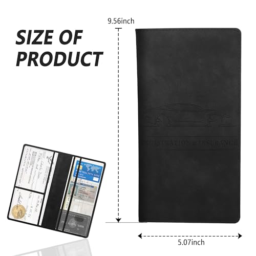 Car Registration and Insurance Holder,PU Leather Car Glove Box Organizer Car Document Holder for ID,Driver's License (Black) - color: Black