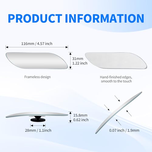 2 PCS Car Blind Spot Mirror, HD Frameless Convex Glass Angle Adjustable, Self-adhesive Back Auxiliary Reverse Mirror Wide Angle Side Mirrors Universal Car Exterior Accessories (Extended) - size: Extended