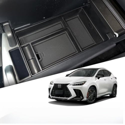 2023-2026 Lexus RZ & NX 2022-2026 Center Console Organizer Compatible with Lexus RZ 2023 2024 2025 2026 Accessories NX 250/350/450 Armrest Console Storage Box Insert Tray ABS Material Black