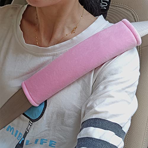 Tianmei 2 Pcs Universal Car Seatbelt Pads Cover, Carseat Belt Shoulder Strap Protector for Adults and Kids (Pure Pink) - color: Pink - 2PCS
