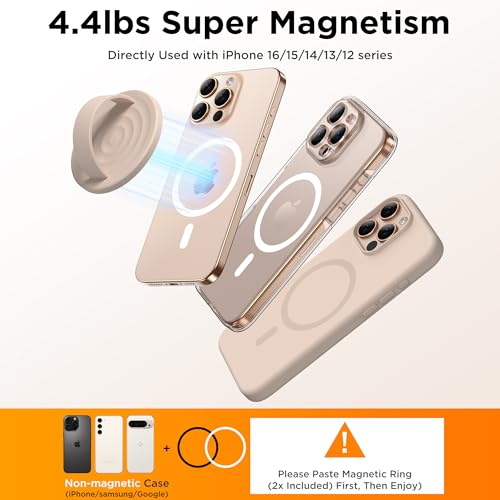 Magnetic Phone Grip Ring Holder, Liquid Silicone Magnet Cell Phone Grip Finger Loop, Compatible with Magsafe, Back of Phone for iPhone 17/16/15/14/13/12 Series, Oat - color: Oat