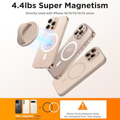 Magnetic Phone Grip Ring Holder, Liquid Silicone Magnet Cell Phone Grip Finger Loop, Compatible with Magsafe, Back of Phone for iPhone 17/16/15/14/13/12 Series, Oat - color: Oat