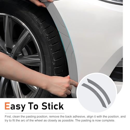 2 PCS Car Wheel Eyebrow Strips, Thickened Anti Collision Arch Lip Trim Strips, Self Adhesive Car Wheel Eyebrow Protector, Universal for Most Vehicles (Gray) - color: Gray