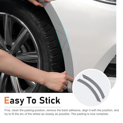 2 PCS Car Wheel Eyebrow Strips, Thickened Anti Collision Arch Lip Trim Strips, Self Adhesive Car Wheel Eyebrow Protector, Universal for Most Vehicles (Gray) - color: Gray