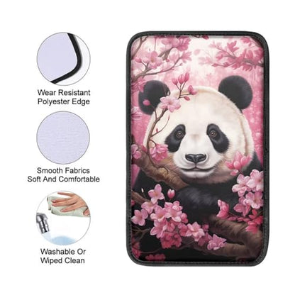 Dreaweet Car Armrest Cover Cherry Blossoms Panda Car Accessories Center Console Cover Replacement,Universal Armrest Cover for Car Center Console for Truck Sedan SUV - color: Cherry Blossoms Panda
