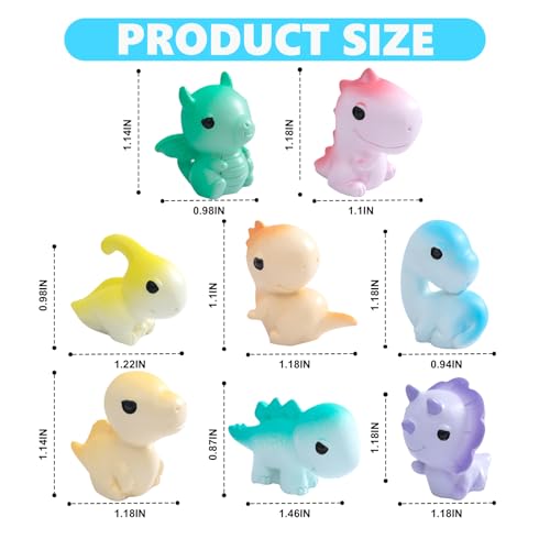 Rislobx Dinosaur Car Dashboard Decorations, 8PCS Cute Dinosaur Rearview Mirror Decor, Fun Car Interior Ornament Accessories