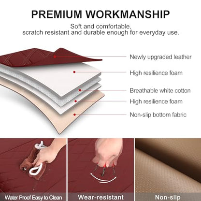 2 Pack Leather Front Car Seat Cover Bottom Car Seat, Anti-Slip and Full Wrap Driver Car Seat Protectors with Storage Pocket, Luxury Waterproof Bottom Auto Seat Cushion Pad Mat for Most Vehicles(Red) - color: red-2pcs