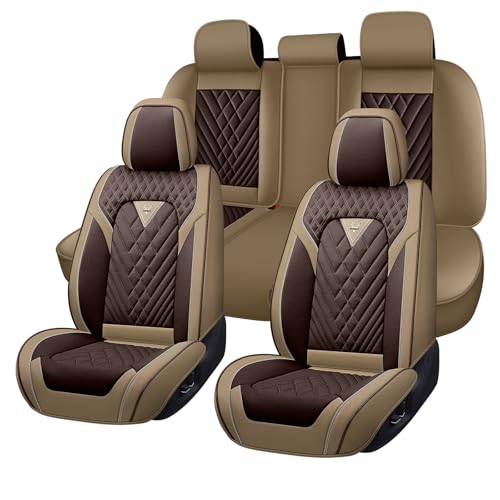 for Chrysler Voyager 2000-2025 Car Seat Covers, Premium Car Seat Cushion,Waterproof Seat Protectors, Luxury Automotive Interior Accessories (5-Seat Set, Beige&Coffee) - color: Beige&Coffee, size: 5-Seats Set