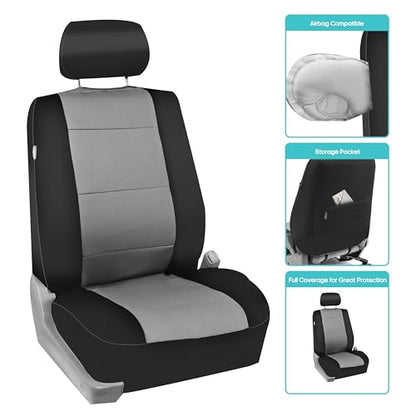 FH Group Waterproof Neoprene Car Seat Covers Full Set – Universal Fit Front & Split Bench Rear Seat Covers, Airbag Compatible Automotive Seat Protectors for Cars, SUVs & Vans, Gray - color: Gray, style: Full Set