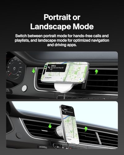 Belkin MagSafe-Compatible Wireless Car Charger 15W, Fast Charging Wireless Charger - Powerful Magnetic Vent Holder for iPhone 17, 16, 15, 14, 13 Series, Pixel 10, Secure Car Phone Mount - White - style: Charging Mount - New Model