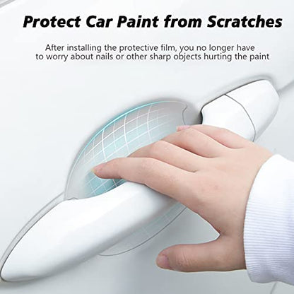 10Pcs Car Door Handle Scratch Protector Film Clear TPH Door Handle Cup Protector, Self-Adhesive Vinyl Anti-Scratch Cover, Universal Car Exterior Protection