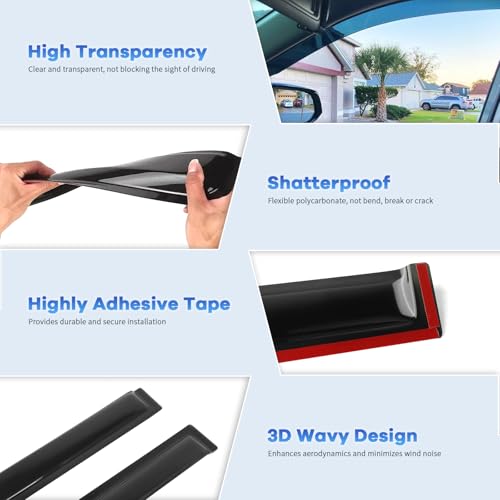 4PCS Rain Guards Fit for Honda Odyssey 2005-2010, Front & Rear Window Visors Wind Deflector, Outside Mount Vent Shade 2005 2006 2007 2008 2009 2010, 94029 - size: For 2005-2010 Honda Odyssey