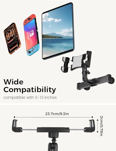 OHLPRO Tablet Holder for Car Headrest,360°Adjustable Clip Arm Tablet Mount for Car Backseat,Gifts Road Trip Essentials for Kids,Fits for 5-13" Device Like iPad Pro, Air, Mini, Galaxy, Fire - style: Clip Adjustable Arm