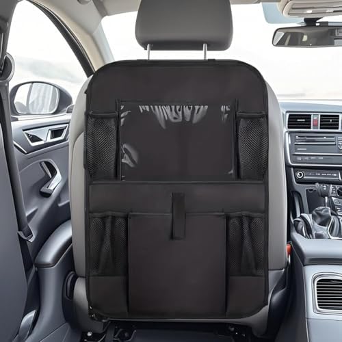 Black Kick Mats Back Seat Protector with Touch Screen Tablet Holder, Car Back Seat Organizer - color: Black2, size: 1Pcs