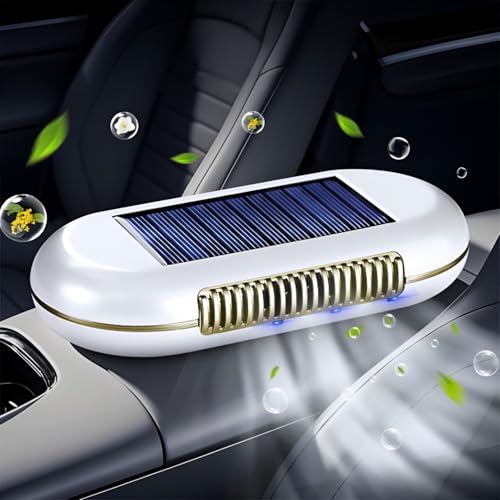 Solar-Powered Car Air Purifier with USB Charging & Ozone Odor Elimination - Portable HEPA Filter-Free Ionizer for Pet Odors, VOCs - Compact, Silent, Best for Car Use (8820 white) - color: 8820 white