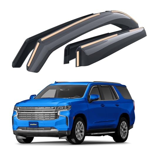 Goodyear Shatterproof in-Channel Window Deflectors for Chevy Tahoe/Cadillac Escalade/GMC Yukon 2021-2026, Rain Guards, Window Visors for Cars, Vent Deflector, Car Accessories, 4 pcs - GY008406 - color: For Tahoe 21-26