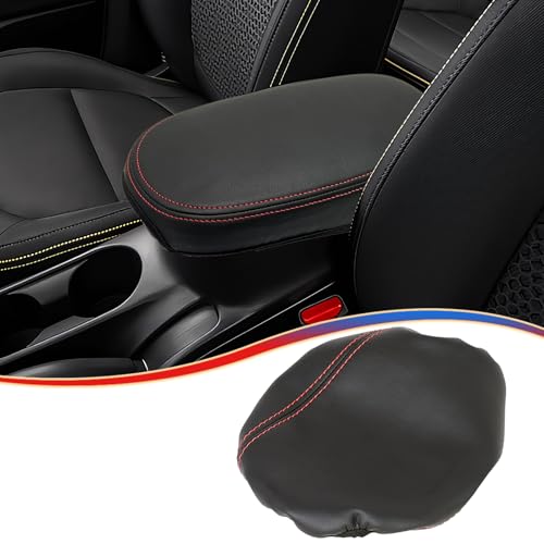 MUXEE Armrest Cover，for kia Soul 2014 2015 2016 2017 2018 2019, Microfiber Leather，Scratch Leather Middle Console Cushion Protector Pad -Red Stitches - color: Red Stitches, size: 2014-2019 kia soul