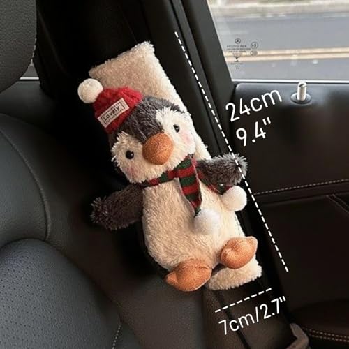 2 PCS Seat Belt Cover Pad, Cute Kawaii Animal Penguin Seatbelt Covers for Kids and Adults, Winter Plush Fluffy Soft Seat Belt Cover, Cartoon Seatbelt Cushion,Car Seat Strap Pads (G-Penguin) - color: G-Penguin