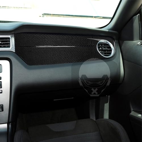 3pcs Real Soft Carbon Fiber Car Co-Pilot Dashboard Panel Anti-Scratch Strip Trim Sticker Compatible with Ford Mustang GT/Shelby 2009 2010 2011 2012 2013 2014 Auto Interior Accessories Black - color: Co-pilot Dash Panel