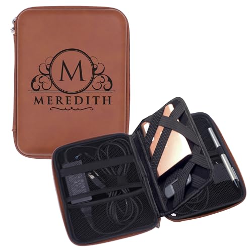 The Wedding Party Store Custom Personalized Cord Case for Charging Cables - Electronics Travel Organizer Pouch (Rust) - color: Rust