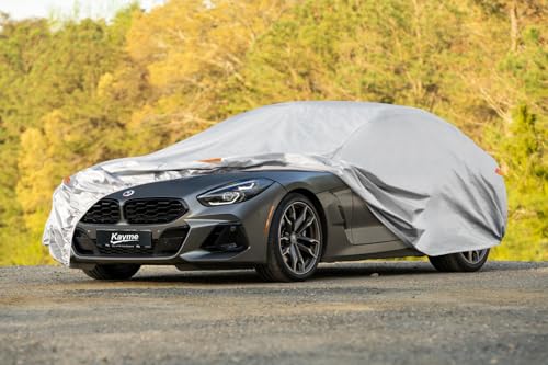 Kayme 6 Layers Car Cover Custom Fit for BMW Z4 E85 E86 E89 G29 Coupe/Roadster/Convertible (2002-2025) Waterproof All Weather for Automobiles, Outdoor Full Cover Rain Sun UV Protection.Silver - size: 10. Custom Fit BMW Z4