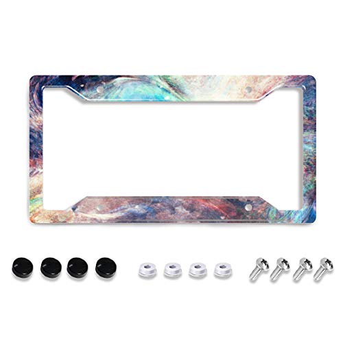 Personalized License Plate Frame Stainless Steels Art Abstract Watercolor Marble License Plate Car Tag Holder with 4 Holes and Screws for Women Men Auto for USA Canada Vehicles Standard (12"x6") - color: Art Abstract Watercolor Marble