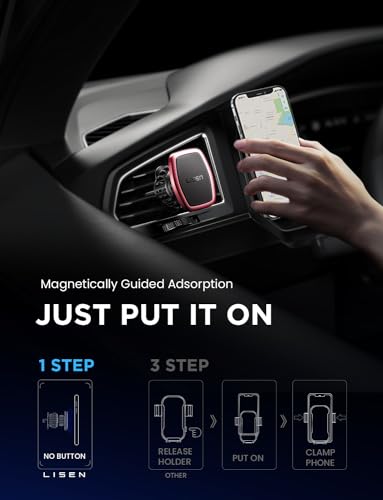 LISEN 2 Pack Magnetic Phone Holder for Your Car Mount 6 Military Magnets Car Phone Holder Mount Vent Cell Phone Holdeer Mount Vent Cell Phone Holder (Red) - color: Red