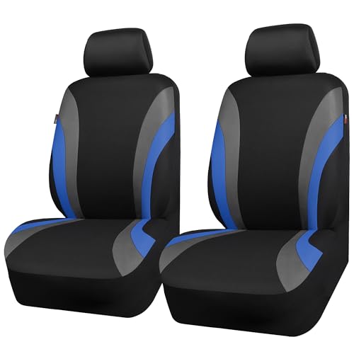 CAR PASS Line Rider Sporty Front Seat Covers, Blue Car Seat Covers Two Front Seats Only, Airbag Compatible,Universal Fit Sedans,Cars,Vans,SUV,Truck(Black and Blue) - color: Black and Blue, size: Two Front Seat
