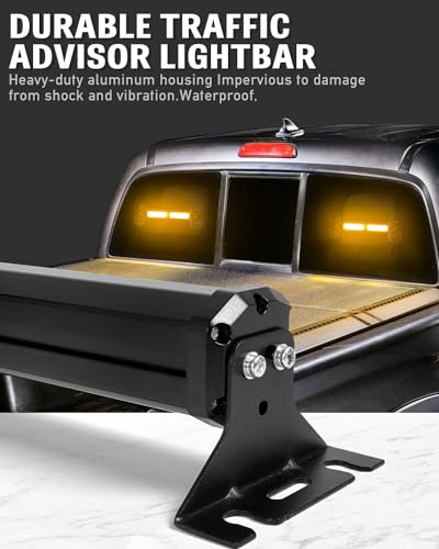 HLauto 1002L Emergency Strobe Traffic Advisor Light Bar: 40LED Dash Safety Warning Flashing Front/Rear Windshield Visor Light for Construction Vehicle, Trucks (2x10.7inch, Amber) - color: #02 Amber