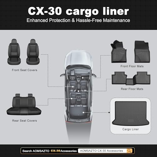 Truck Mat & Rear Backrest Mat fit for Mazda CX-30 2020-2026 Cargo Liners All Weather Anti-Slip Split Dog Liner CX30 Accessories (Cargo Liner +Backrest Mats) - style: 17) for Mazda CX-30 2021-2025 Cargo Liner & Seat Back Mat