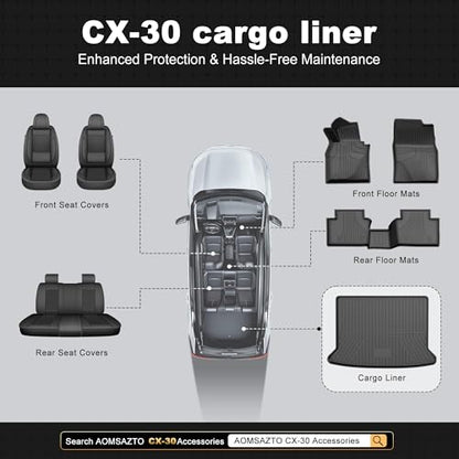 Truck Mat & Rear Backrest Mat fit for Mazda CX-30 2020-2026 Cargo Liners All Weather Anti-Slip Split Dog Liner CX30 Accessories (Cargo Liner +Backrest Mats) - style: 17) for Mazda CX-30 2021-2025 Cargo Liner & Seat Back Mat