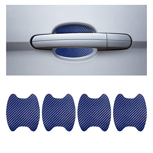 4PCS Universal Carbon Fiber Anti-Scratches Auto Door Handle Protective Film, Door Handle Protector Sticker, Paint Cover Guard Stickers Fit for Most Car Handles (Blue) - color: Blue