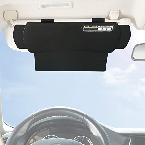 Car Visor Extender TFY Anti-Glare Sun Visor Extender Windshield and Side Window Sunshade and UV Rays Blocker (1 Piece) (Black) - color: Black