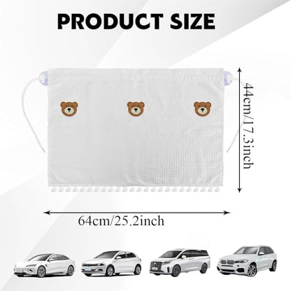 Car Side Window Sun Shade Privacy Curtain for Baby, Suction Cup Window Shade, 25"x18" Car Cartoon Sunshade Protector Heat Blocker Cover, Privacy Curtain for Kids Women (Three Bears) - color: Three Bears