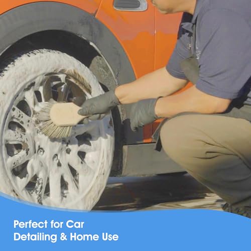 Nanoskin Professional 8.5-Inch Gentle Surface Cleaning Brush with Durable Salt & Pepper Polystyrene Bristles, Compact Short Handle, Resistant to Acids/Detergents, Perfect for Car Detailing & Home Use - size: 8.5"