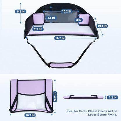 COOLBEBE Kids Travel Tray for Car Seats, Toddler Lap Desk with Dry Erase Surface, Portable Activity Table for Road Trips, Snack & Play Tray (Purple) - color: Purple