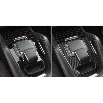NVCNX Carbon Fiber Accessories for Mercedes Benz GLE 350 450 450e 2020-2026 2021 2022 2023 2024 2025 Center Console Gear Shift Panel Cover Interior Trim Overlay Sticker Decal 1PC with Pointed Ends - color: Center Console Gear Shift Panel Trim A1