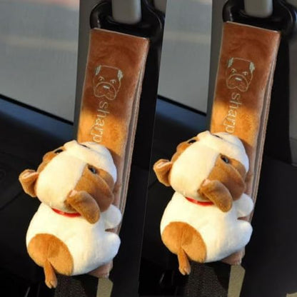 2 PCS Seat Belt Cover Pad, Cute Kawaii Animal Dog Seatbelt Covers for Kids and Adults, Winter Plush Fluffy Soft Seat Belt Cover, Cartoon Seatbelt Cushion,Car Seat Strap Pads (E-Dog) - color: E-Dog