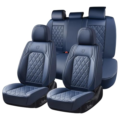 Coverado Car Seat Covers Full Set, Luxury Faux Leather Seat Covers for Cars, Waterproof Car Seat Protector, Blue Car Seat Cover, Universal Automotive Seat Covers Fit for Most Sedan SUV Trucks - color: A-Blue, size: Fullset