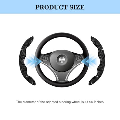 Bling Car Steering Wheel Cover, Rhinestones Non-Slip 15 Inches Vehicle Wheel Cover, Diamond Sparkling Steering Protector for Women Girls, Universal Automotive Accessories (Black) - color: Black